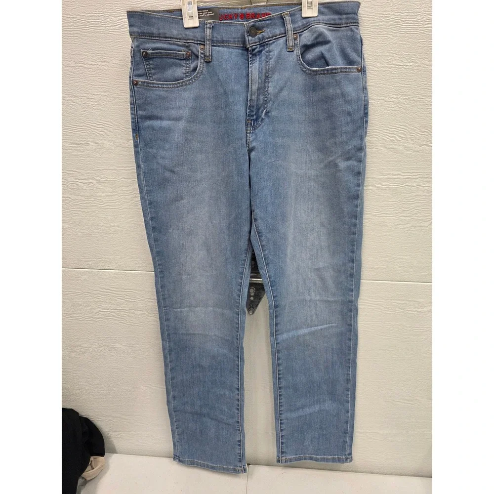 Lucky Brand 410 Athletic Straight Jeans Mens 32x30 Light Wash Stretch Denim New